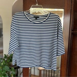 J. Crew Cotton Striped Tee. Cropped. Size Small.